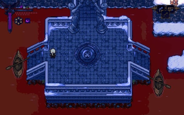 Pixel at. A great stone pier in a river of blood. It’s clearly the entrance to… somewhere.