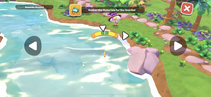 A fishing mini game showing a balance style meter where you must press the corresponding direction to keep a cursor centred as you reel in a fish.