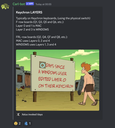 A screenshot of a meme bot reply in the VIA Discord entitled 