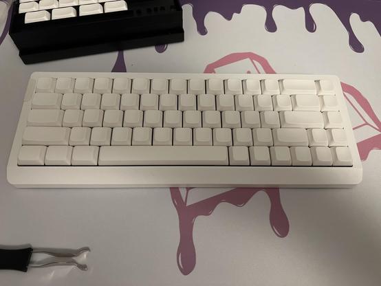 A keyboard fully populated with blank white keycaps.