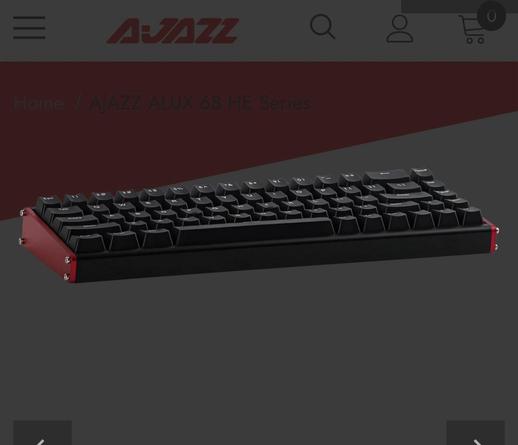 A greyed out screenshot of the AJAZZ website with a black and red keyboard depicted over the top. The red ends are bolted on with very visible bolts.