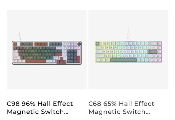 The C98 and C68 keyboard sound like they should share a visual design. They do not. One is overcomplicated and ugly. The other is simple to the point that it just looks like keycaps.